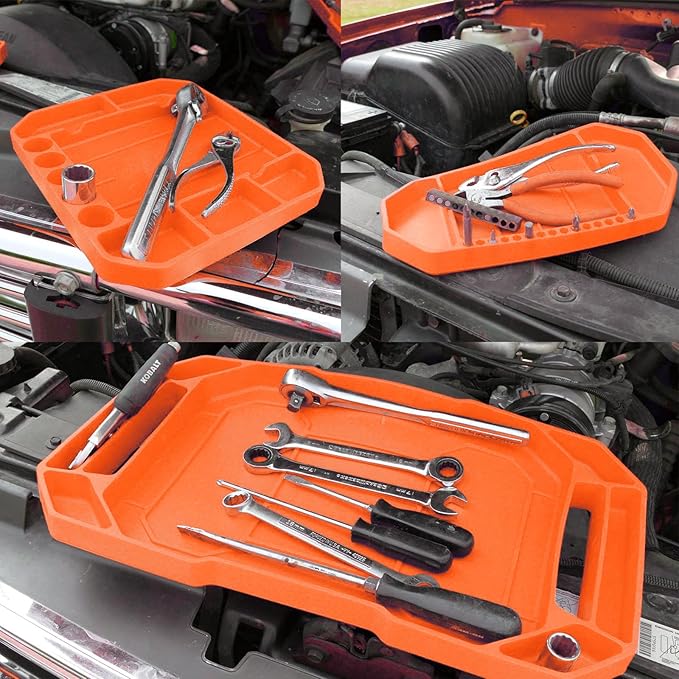 3PC Non-Slip Flexible Tool Tray, Large Tool Storage Set, Accessories Organizer, Silicon Tool Holder Mats, Organizer for Screw, Bolts, Washers, Nuts and Small Tools & Accessories.