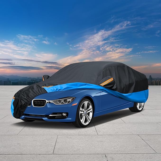 Car Cover Waterproof All Weather Outdoor Windproof Dustproof UV Protection Fit Sedan Honda Civic,Audi A6,BMW 5 Series,Ford Focus,Nissan Leaf