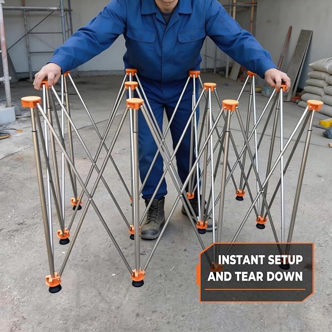 6'x4' Heavy Duty Portable Folding Workstand - 4,500 lbs Capacity Collapsible Workbench with Thickened Legs, Round Steel X-Braces & 4" Adjustable Leveling Feet - Instant Setup for Jobsite & Garage