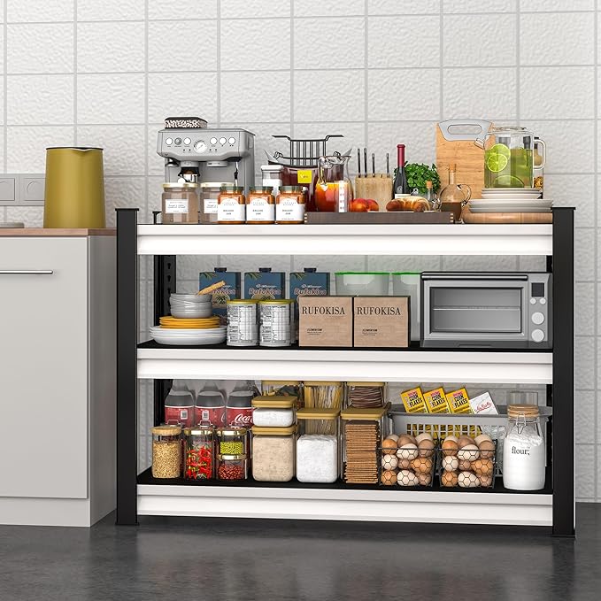 40" W Garage Shelving Heavy Duty,1500LBS Loads Adjustable Garage Storage Shelves,3-Tier Metal Storage Racks and Shelving Units,Utility Rack Shelves,40" W x 18" D x 36" H,White