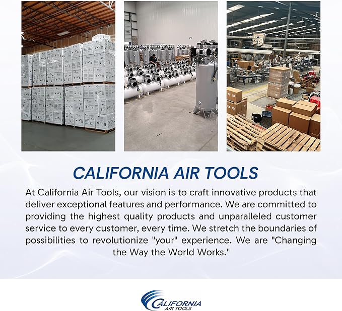 California Air Tools 60040DCAD 4.0 HP Ultra Quiet and Oil-Free Air Compressor, 60 Gallon Steel Tank, 75 dBA Noise Level, with Air Drying System and Auto Drain