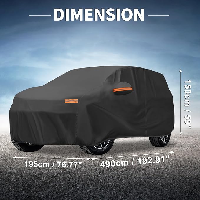 X AUTOHAUX Car Cover Outdoor Waterproof Sun Rain Snow Hail Protection with Left Side Door Zipper 210D-PU for Ford Edge