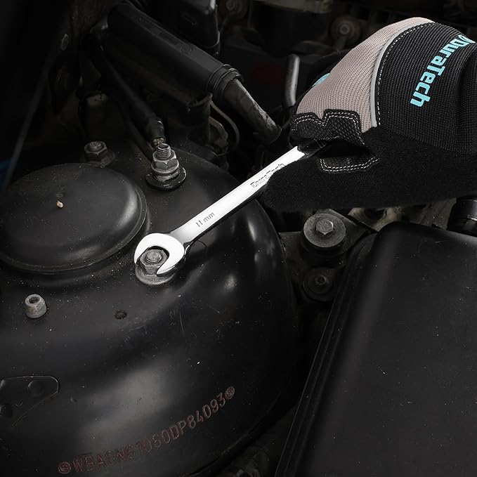 DURATECH 11mm Ratcheting Combination Wrench, Metric, 72-Tooth, 12-Point, CR-V Constructed with Mirror Polish