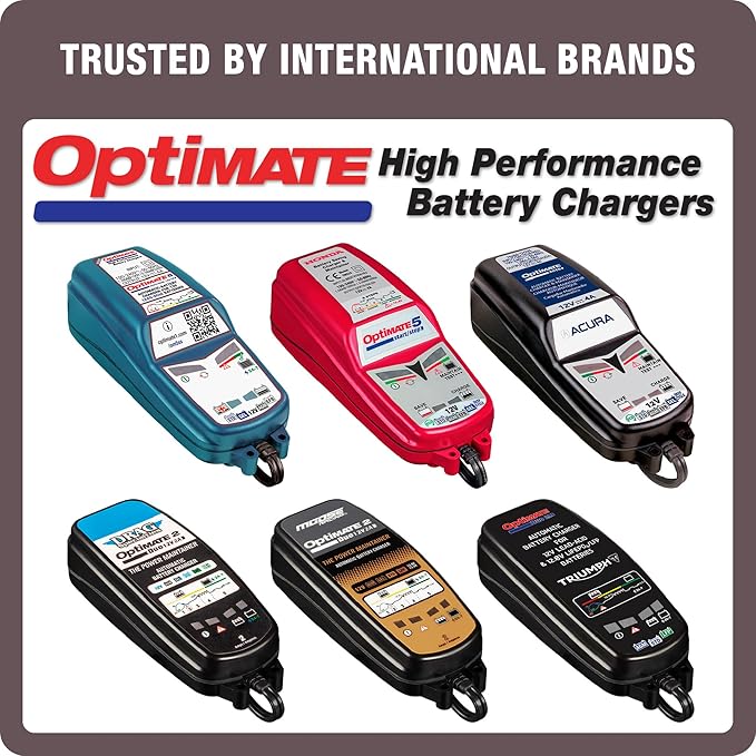 Tecmate Optimate 5 Start/Stop, TM-221-4A, 6-Step 12V 4A Battery Saving Charger-Tester-maintainer