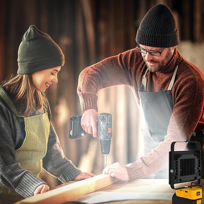 T-SUNiceM Cordless LED Work Light Compatible with Dewalt 20v Max Battery, 100W 10000LM Flood Light, Flashlight for Dewalt 20v Tools with USB & Type-C Charging and Pivoting Head for Jobsite, Camping