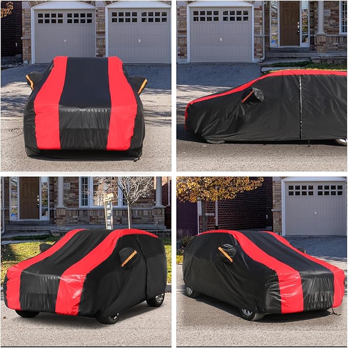 6-Layer Car Cover Waterproof All Weather for Automobiles,Universal Fit for SUV,Outdoor Full Cover Rain Sun UV Protection with Zipper Cotton,Fit SUV Jeep-Length (up to 183")