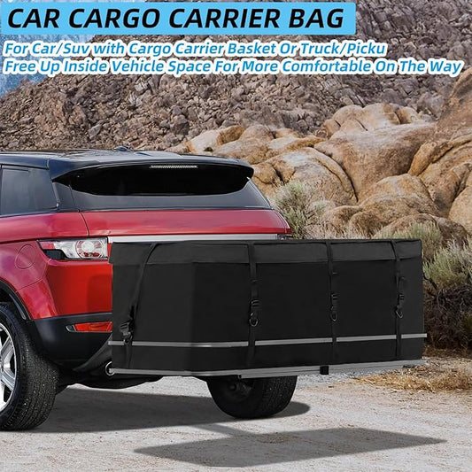 Waterproof Cargo Bag for Hitch Carrier 12.5 Cubic Feet Cargo Bag for Hitch Carrier,600D PVC Vehicle Soft-Shell Carriers with 8 Reinforced Straps,Storage Bag
