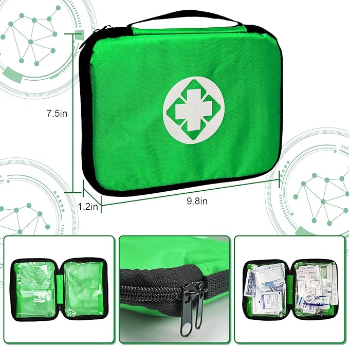 Home-Businesses First-Aid Emergency-Kit for Camping-Car - 300 Pcs Urgent Essential First Aid Kits Refill Supplies with Tourniquet Bandages for Workpalce Green 1st Aid