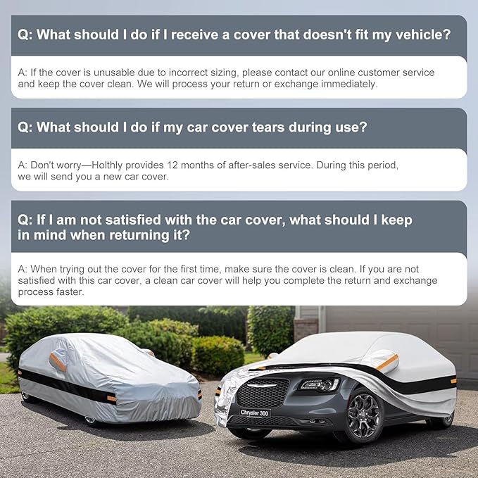 10 Layers Car Cover Custom Fit for Chrysler 300 (2004-2023), Waterproof All Weather for Automobiles, Outdoor Full Cover Sun Dust Rain Protection with Cotton. Silver