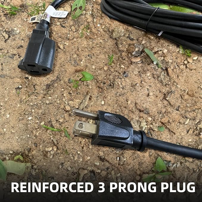 YOJOE Indoor Outdoor Extension Cord, 3 Prong 13A Weatherproof Power Cord, 16 Gauge Heavy Duty 8 ft Black Extension Cord for Garage, Garden and Home, 16/3 SJTW UL Listed
