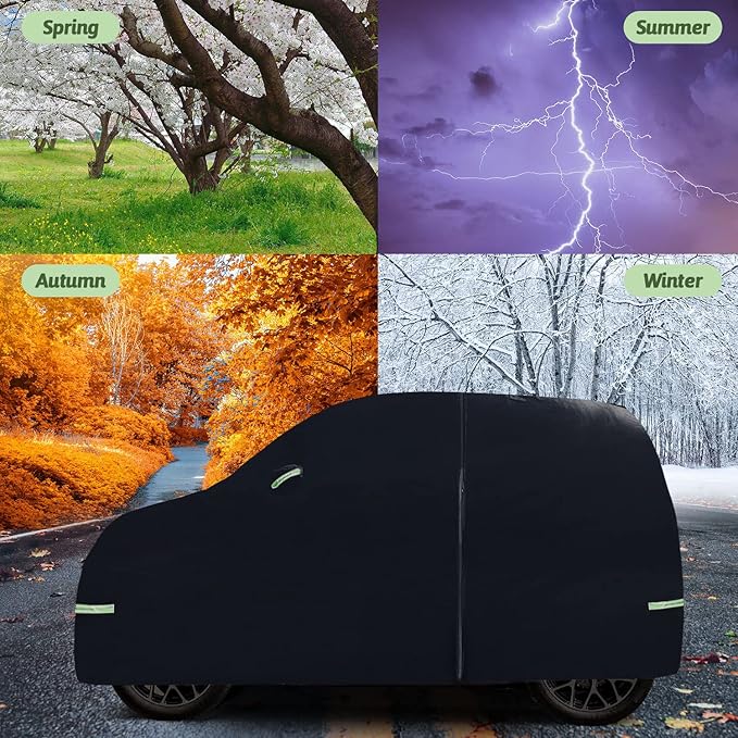 Waterproof Car Cover for 2007-2025 Smart Fortwo, 210T Sun Rain UV Dust Snow Protection Outdoor Covers with Zipper Door & Windproof Bands for 2007-2025 Smart Fortwo W451/C453/A453(Black)