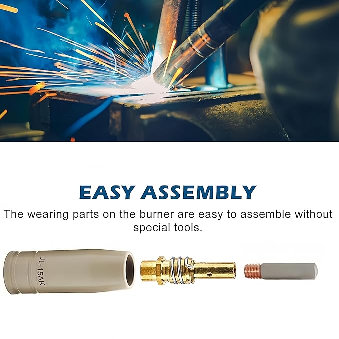 14pcs Mig Welding Nozzle Tips with Non-Stick Coating; Ceramic Welding Nozzle Contact Tips Replacement MB15 15AK MIG Welder Accessories,Compatible with 15AK Welding Gun Toch (coated .030" Kit)