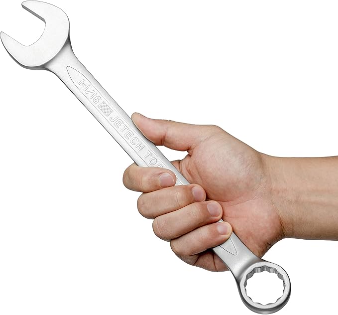 Jetech 1-1/16 Inch Combination Wrench - Industrial Grade Spanner with 12-Point Design, 15-Degree Offset, Made with Durable Chrome Vanadium Steel in Sand Blasted Finish, Forged, Heat-Treated, SAE
