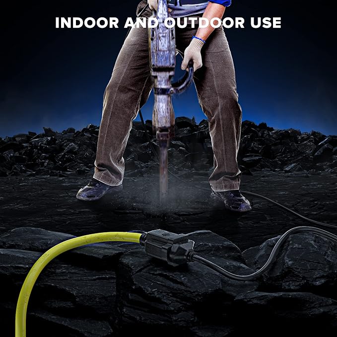 Maximm 15 Ft Yellow Extension Cord, Heavy Duty 16 AWG, ETL Listed for Workshop & Outdoor Use