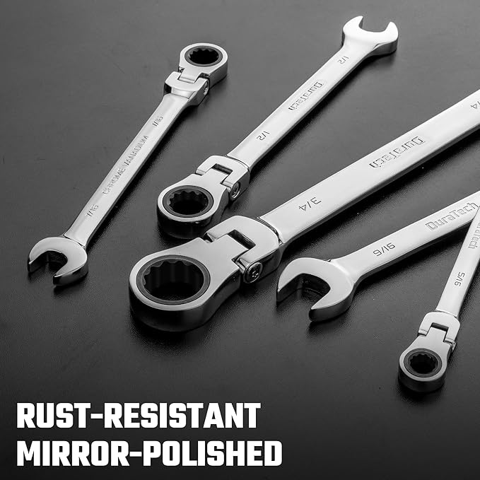 DURATECH 3/4" Flex-Head Ratcheting Combination Wrench, SAE, 72-Tooth, CR-V Steel
