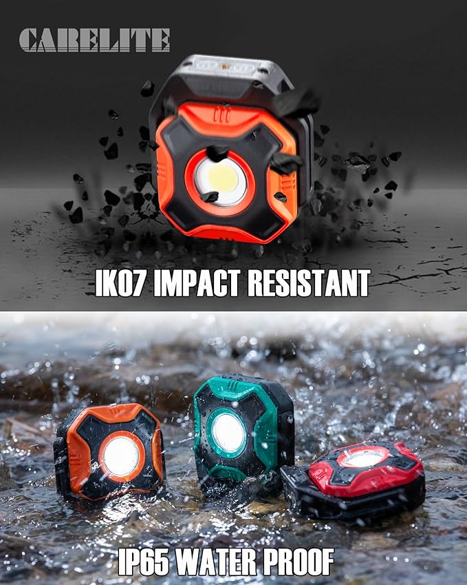 Work Light, 700 Lumen Rechargeable Magnetic Light with 3 Modes & 360° Pivoting Head for Mechanics & Outdoor Use (Orange)