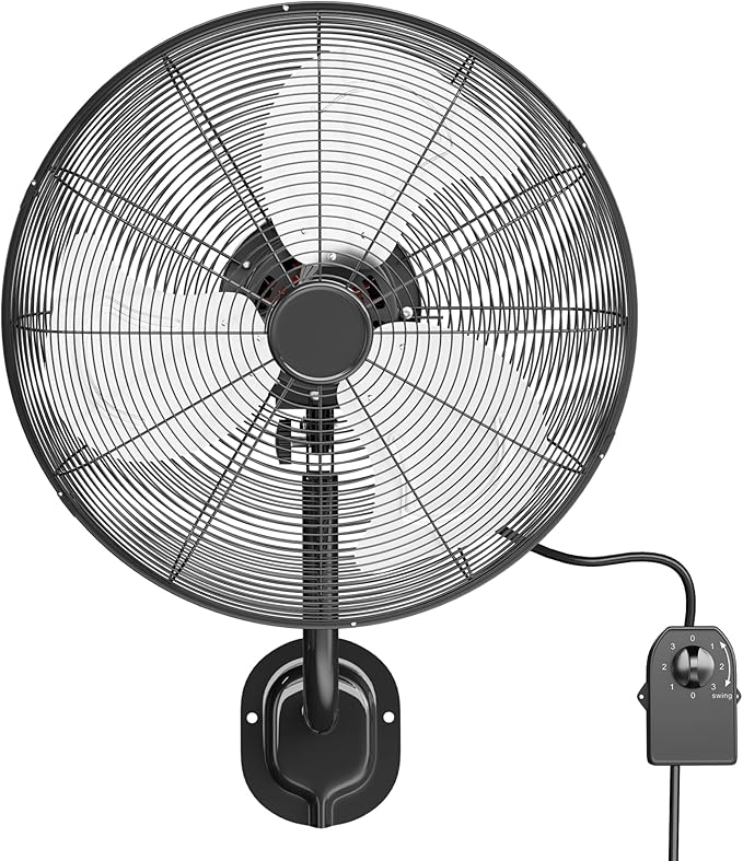 Uthfy 16 Inch High Velocity Wall Mount Oscillating Fan, Metal Industrial Fan with Wired Reomte, 6 FT Cord, 3 Speeds, Industrial Commercial Fan for Indoor, Garage, Patio, Workshop Use