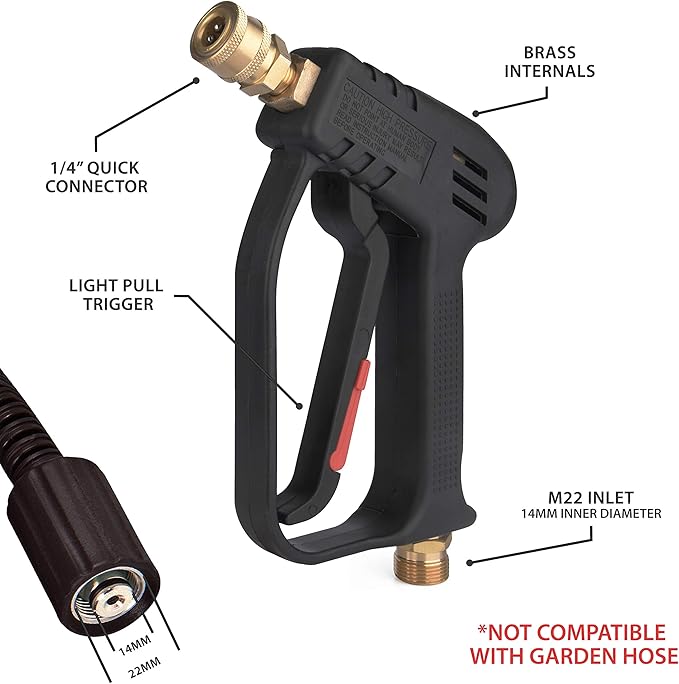 McKillans® Pressure Washer Gun Replacement M22 Inlet with Extension with 1/4” Quick Connector Coupler