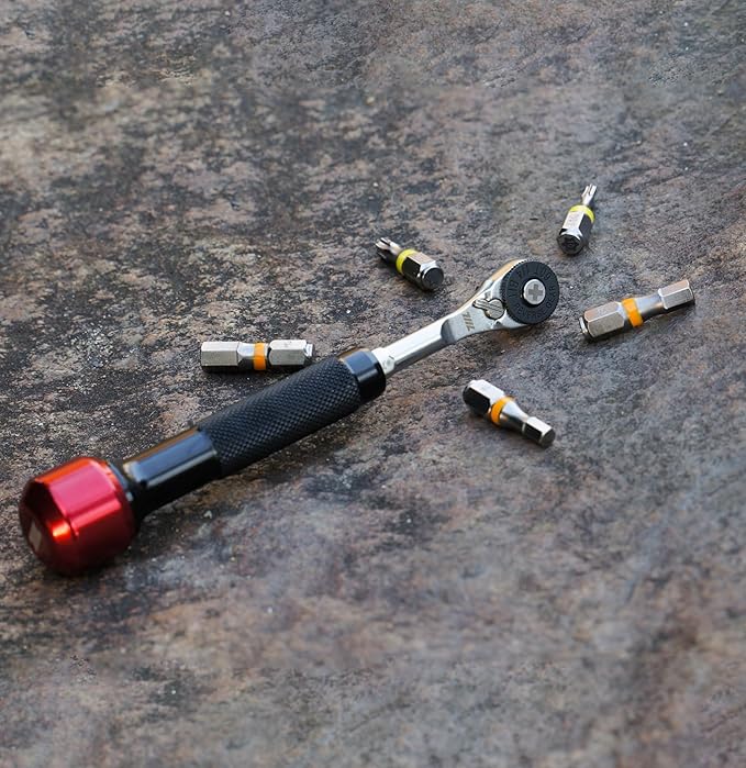 711L Hex End EDC Ratchet Wrench - Accessory for Multitools with 1/4" Hex Bits Adapters - Compatible with 1/4 Inch Socket Extensions