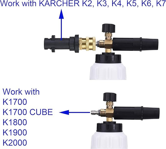 M MINGLE Foam Cannon, Compatible with Karcher K2, K3, K4, K5, K6, K7 Pressure Washer, with 5 Nozzle Tips, 1/4 Inch Quick Connector