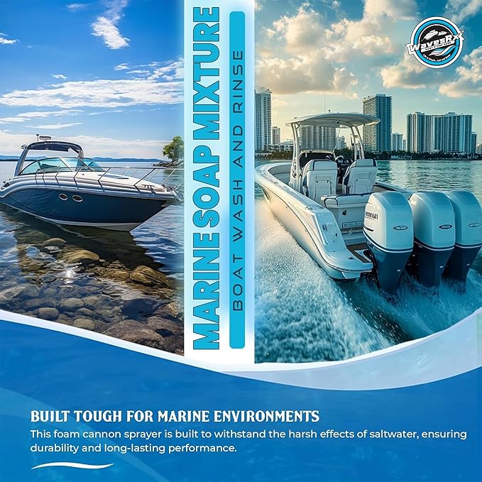 WAVESRX PWC & Boat Wash Sprayer & Engine Flush Mixer to Wash Salt Away | Dual-Use Marine Soap Foamer to Quickly Wash and Rinse | Cleaning Kit for Boating with Garden Hose Quick-Connect