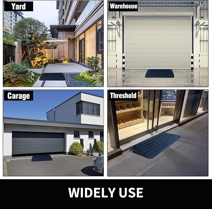 2 Pack 1.5" Rubber Threshold Ramp Wheelchair Ramp 2000 lbs Load Capacity Curb Ramps Anti-Slip Surface for Doorway Driveway Indoor Outdoor Use with 1 Channel Weighs 12lbs