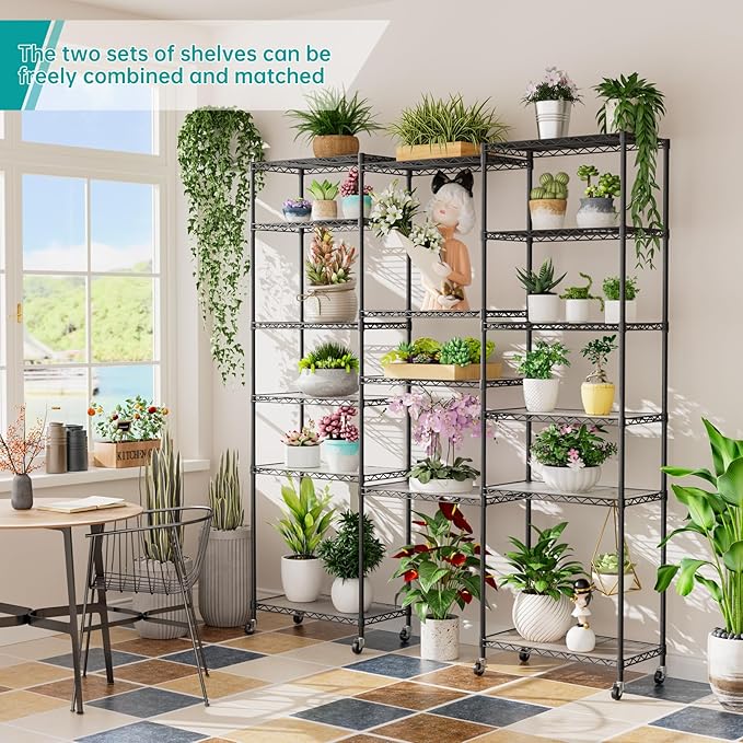 SINGAYE Shelf Closet Wire Shelving:Adjustable Metal Unit for Laundry Room Organization Bathroom Kitchen Home Storage with Wheels Pantry Rack Shelves