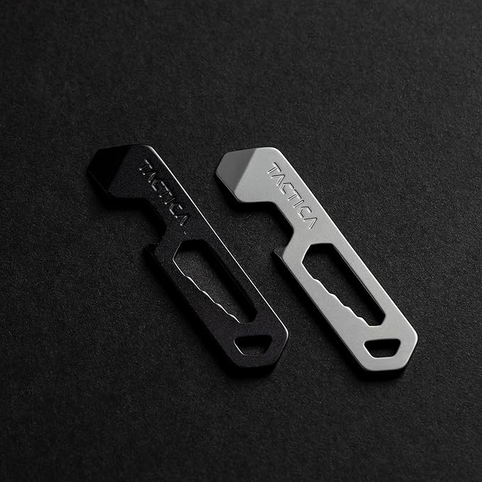 TACTICA M.005 Micro Tool, 6-in-1 Stainless Steel EDC Pry Bar Multitool Keychain, Wrench, Screwdriver and Keychain Bottle Opener, Ultralight Every Day Carry (Silver)