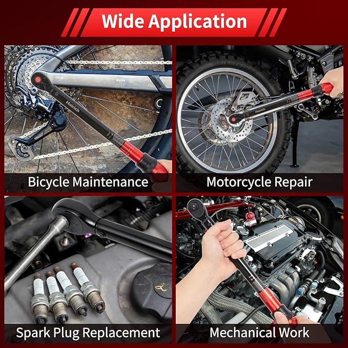 3/8-Inch Torque Wrench, Dual-direction Torque Wrenches 10-100ft.lb/13.6-135.6Nm, 72-Tooth Dual Range Scales Torque Wrench with Quick Release Reversible Head