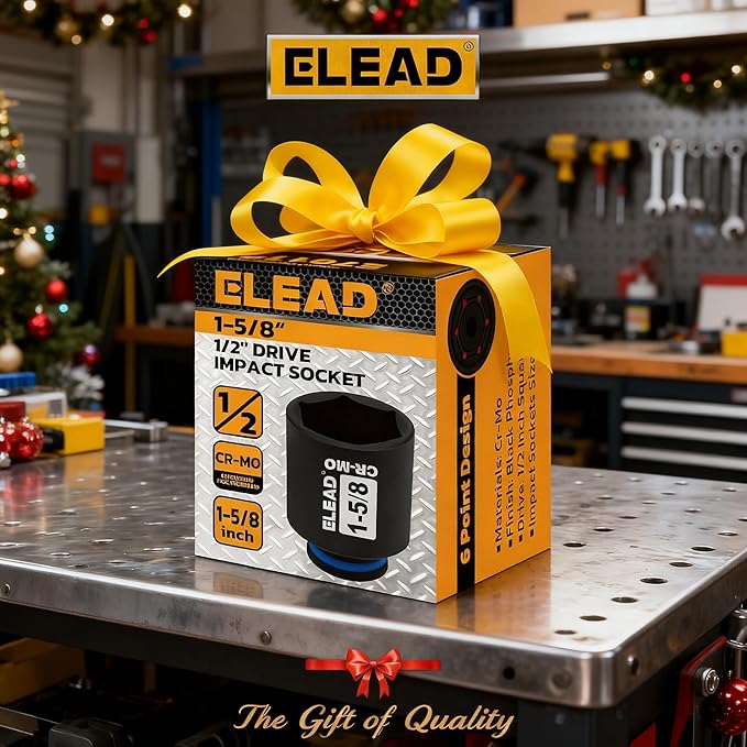 ELEAD 1/2" Drive Deep Impact Socket, 1-5/8 inch SAE 6 Point 1/2-inch Drive Impact Axle Nut Sockets, CR-MO Nut Socket Set, Oil Filter Sockets, Tools for Easy Removal of Axle Shaft Nuts