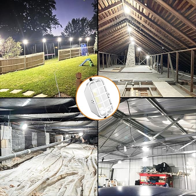50ft LED Construction String Lights,Super Bright 150W 15000LM Waterproof IP67 Led String Work Lights, Construction Temporary Lights (Upgrad 50ft-5lights).