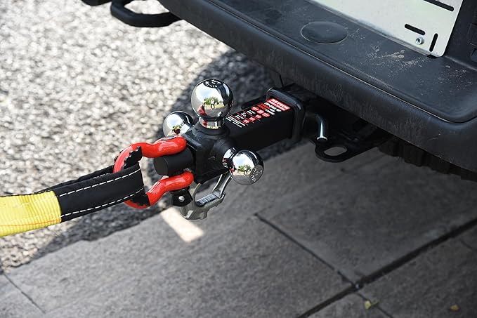 Trailer Hitch Tri-Ball Hitch with Rotatoble Tow Shackle and Tow Hook, fits for 2-inch Receiver, Chrome Trailer Ball…