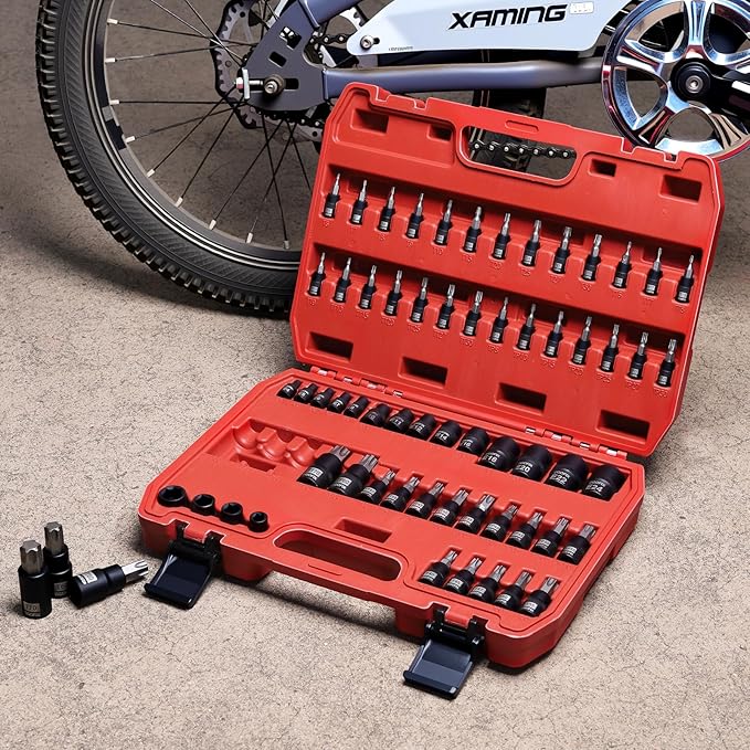 Torx Bit Socket and External Socket Set, S2 and Cr-V Steel, Master Impact Torque Output Complete Kit 64 Pieces
