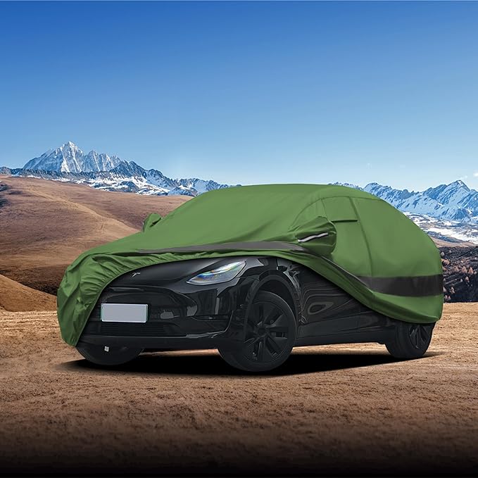 Heavy Duty Outdoor Car Cover Compatible with 2020-2026 Tesla Model Y,Waterproof All Weather for Automobiles, Outdoor Full Cover Rain Sun UV Protection with Zipper Cotton