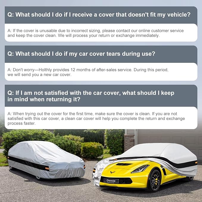10 Layers Car Cover Custom Fit for Chevrolet Corvette (1980-2019) C3,C4,C5,C6,C7, Waterproof All Weather for Automobiles, Outdoor Full Cover Sun Dust Protection with Cotton. Silver
