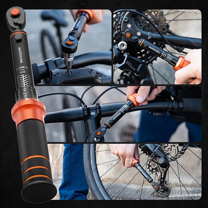 1/4-Inch Drive Click Torque Wrench, 3-25 Nm/26.6-221.3 in.lb, Bike Torque Wrench Inch Pounds with 72-Tooth Dual-Direction, Small Bike Tool for Bicycle, MTB Maintenance, ±3% High Precision