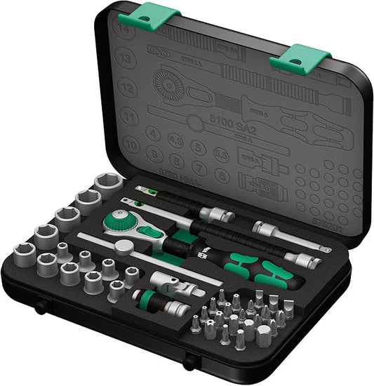 Wera 42-Piece 1/4" Metric Ratchet Set, KRAFTFORM MICRO 12-Piece Screwdriver Set Bundle