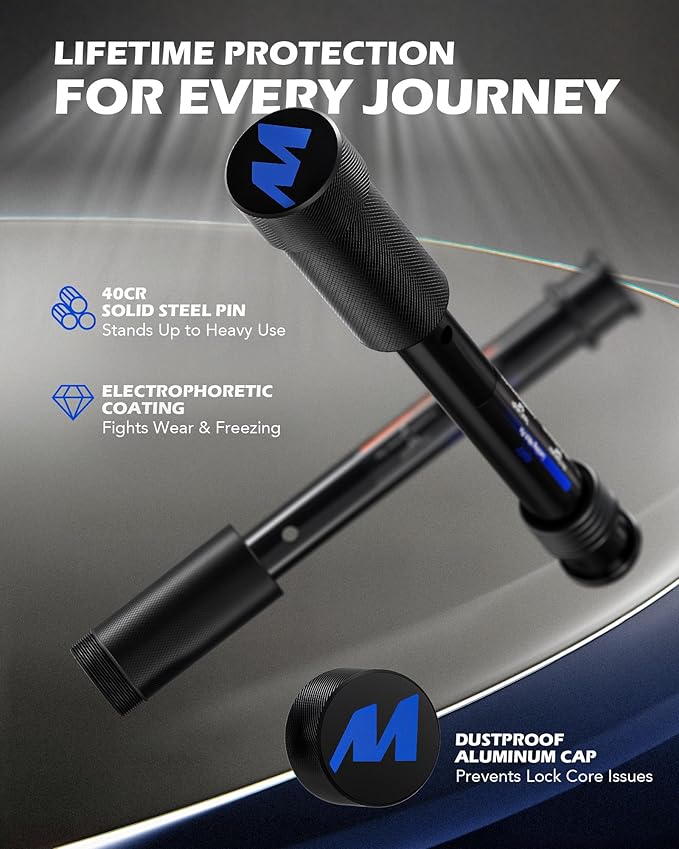 Orion Motor Tech Locking Hitch Pin, Fits 2" Receiver with 5/8" Diameter Hitch Pin Lock, Anti-Theft Steel Hitch Pin Lock with Key for Class III IV Hitches, Anti-Rattle Trailer Hitch Pin with O-Rings