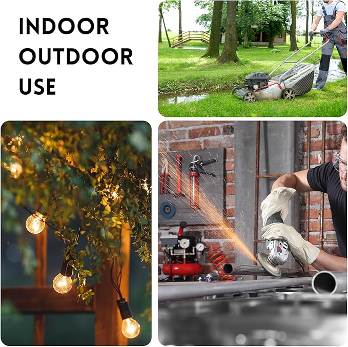 10 Gauge Heavy Duty Outdoor Extension Cord 50 FT, Waterproof Exterior Extension Cable with Lighted, 3 Prong Appliance Power Cord Outside, SJTW, 125 VAC, 15 Amp, 1875 Watts, Black