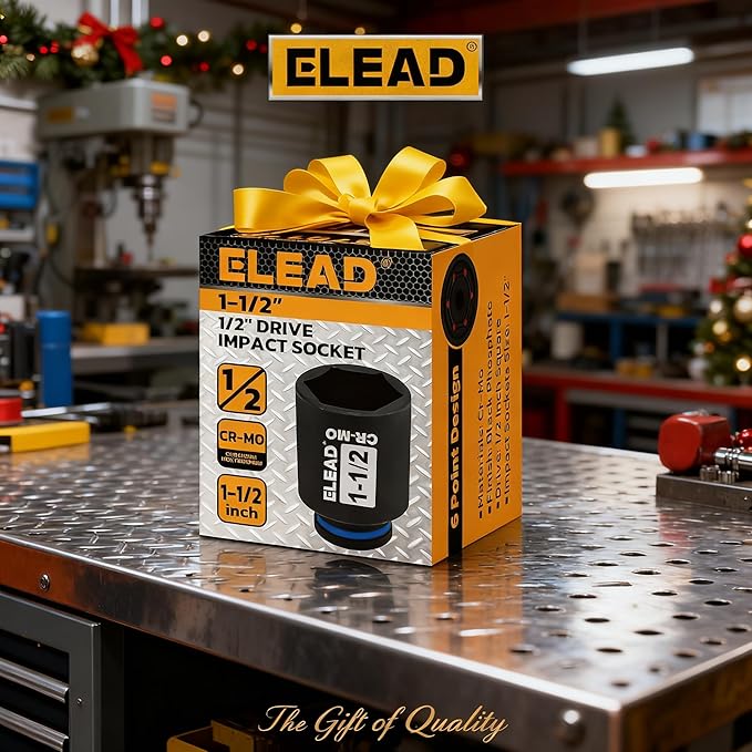ELEAD 1/2" Drive Deep Impact Socket, 1-1/2 inch SAE 6 Point 1/2-inch Drive Impact Axle Nut Sockets, CR-MO Nut Socket Set, Oil Filter Sockets, Tools for Easy Removal of Axle Shaft Nuts