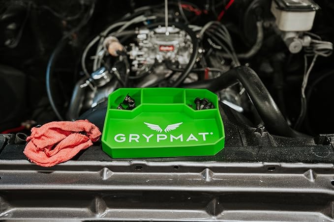 Grypmat Plus Grip Mat for Mechanics - Non-Slip Flexible Silicone Tool Tray - Tool Organizer for Tool Box - Magnetic-Free, Easy-to-Clean Tool Mat - Medium, Gray