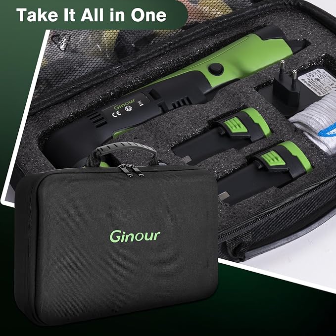 Ginour Cordless Mini Buffer Polisher for Car Detailing, 12V Mini Car Polisher Kit with 1"&1.2" Backing Plate,2X 2.0Ah Batteries and Accessories, RO/DA 6 Speeds for Polishing, Waxing, and Cleaning
