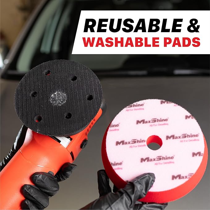 Maxshine M15 Pro Dual Action Polisher & Foam Pads Kit – 15mm Long Throw, 1000W Power, 5″ Backing Plate, Variable Speed 2,500–5,000 OPM – Professional Car & Marine Paint Correction