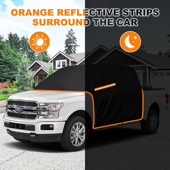 QUNSUNUS Truck Cab Cover for Ford F150 Super Crew All Years,Waterproof F150 Cab Cover with Zipper, Half Truck Cover All Weather with Wind, Sun, UV and Dust Protection