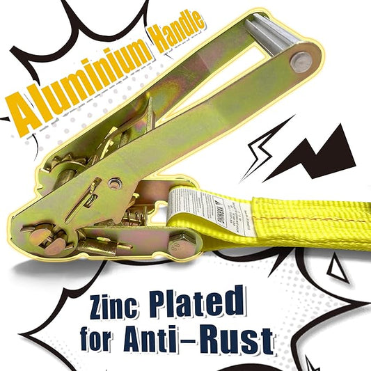 4 Pack 2" x27' Ratchet Strap Tie Down 10000lbs J Hook,Heavy Duty Tie-Down Ratcheting Cargo Truck Straps Wire Hook Ends, J-Hook Ratchet Strap TieDowns KJE