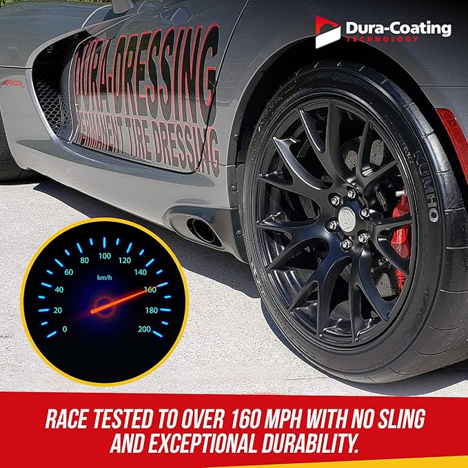 DURA-COATING TECHNOLOGY, Dressing Total Tire Kit, Single Car Kit - All Inclusive Tire Shine, and Cleaner Kit for a Lasting Shine and Brilliant Finish - 16 Ounce Tire Cleaning Spray - Made in The USA