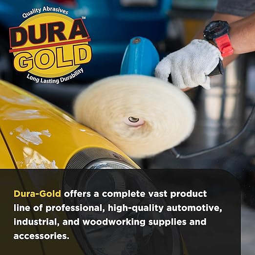 Dura-Gold 8" 100% Wool Hook & Loop Grip Buffing Pad for Compound Cutting & Polishing - Fits Automotive Car Detailing Polisher Sanders - Polish Auto Paint, Boat Marine Epoxy