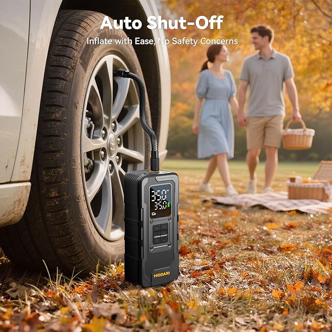 MODARI Tire Inflator Portable Air Compressor - 4X Faster 160 PSI Portable Air Pump for Cars - Cordless Tire Inflators with Gauge - Portable Tire Inflator for Car, Pickup, Bike and More