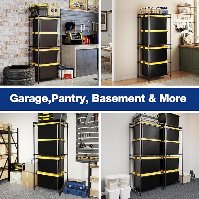 WORKPRO 5-Tier Tote Storage Rack, Heavy-Duty 27 Gallon Tote Storage Rack, 525 LBS Storage Bin Rack for Garage, Pantry, Kitchen, or Basement, Black, 30.5"x22.5"x69", 1 Pack
