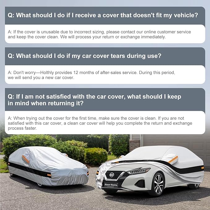 10 Layers Car Cover Custom Fit for Nissan Maxima (1988-2026), Waterproof All Weather for Automobiles, Outdoor Full Cover Sun Dust Rain Protection with Cotton. Silver